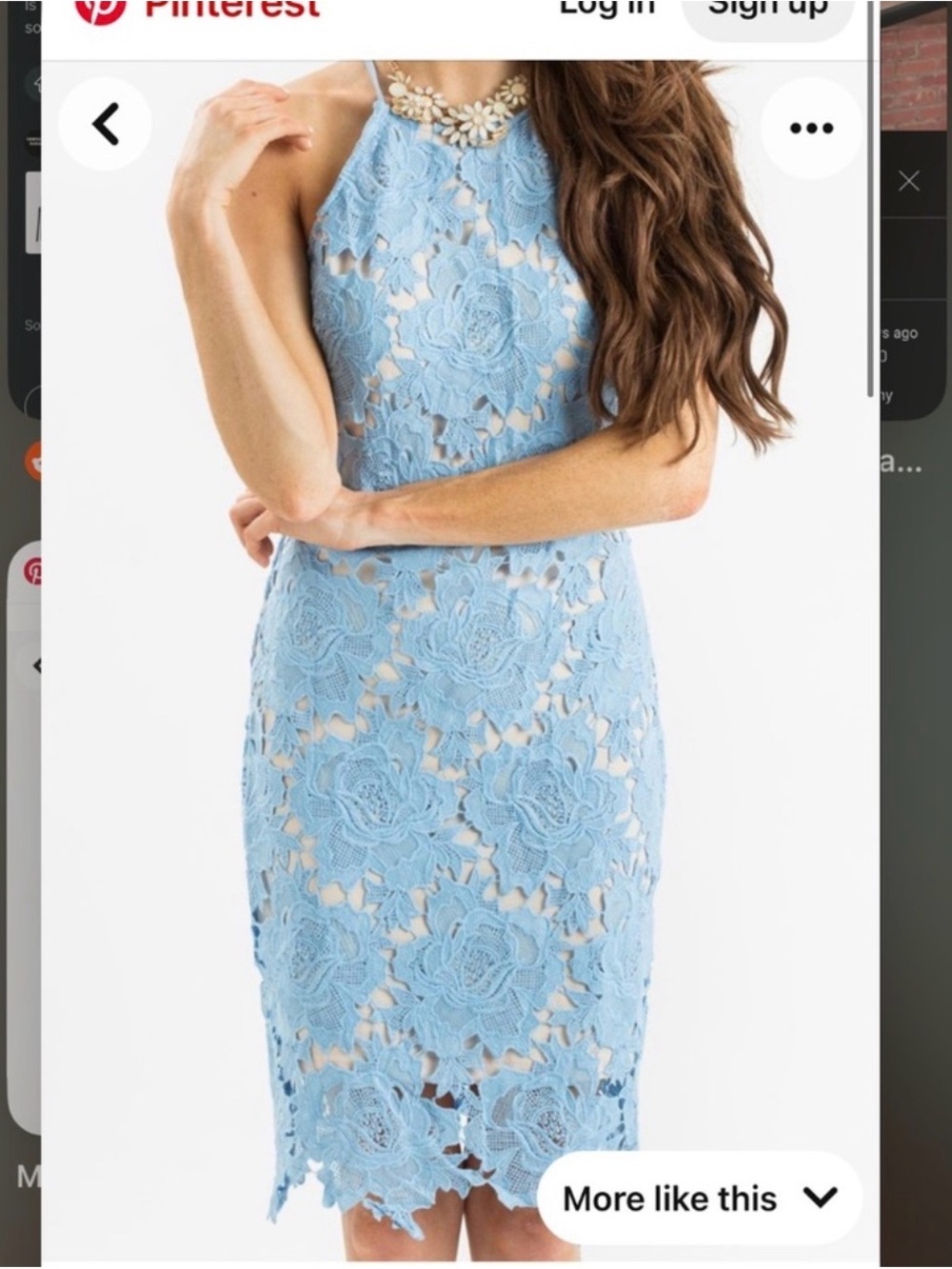 Anthropologie Light Blue Lace Halter Midi Dress